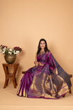 Ultra Violet Temple pure kanchi silk saree