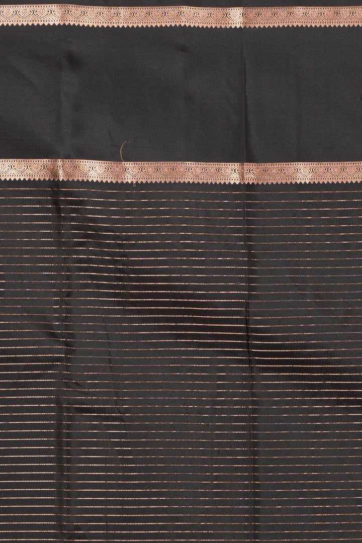 Olive green and Black Retta Patta Border Pure Kanchi silk saree