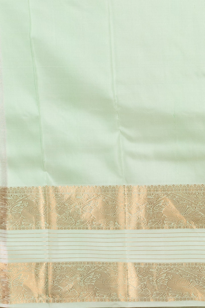 Chilli Red and Pastel green Korvai Pure silk saree