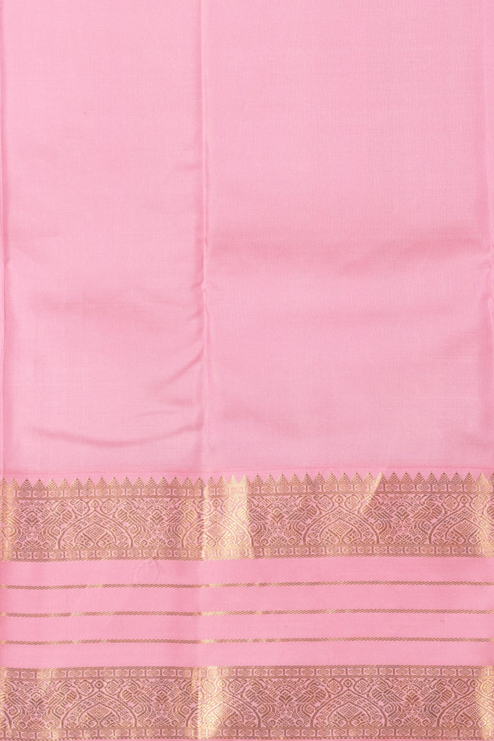 Bottle Green and Baby Pink Butta Pure silk saree