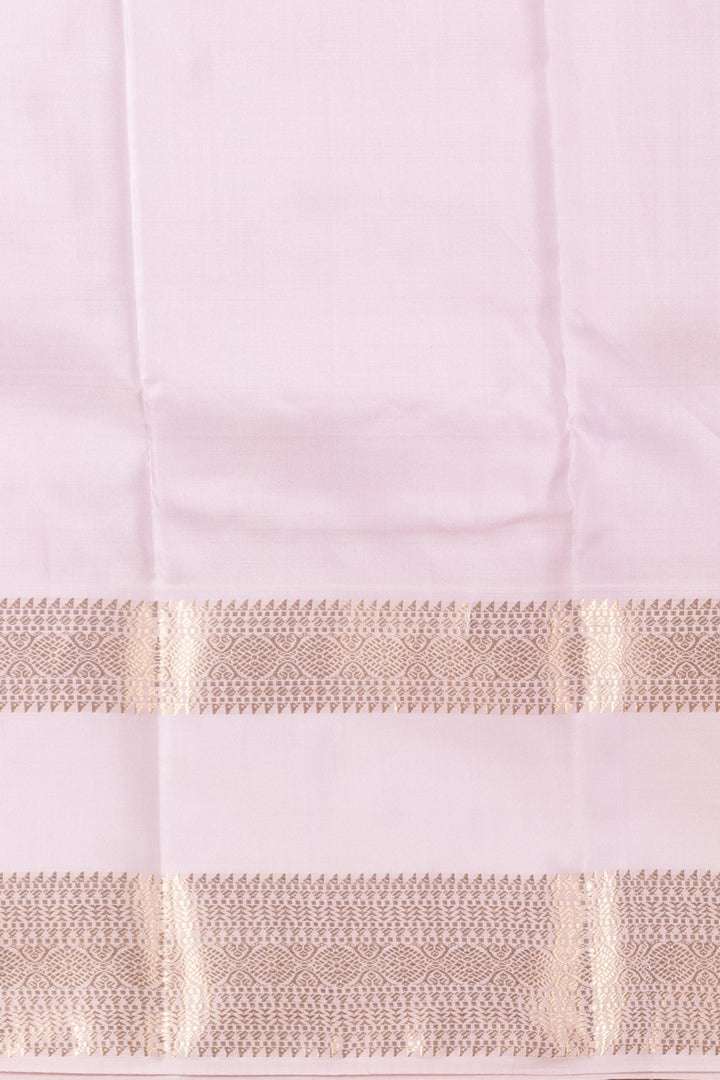 Bright Orange and Powder pink Retta Patta Border Pure Kanchi silk saree