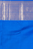 Salmon Pink and Cobalt Blue Korvai Pure Kanchi silk saree