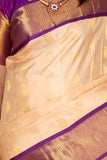 Bone White and Blue Violet Butta Pure kanchi silk saree