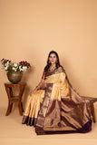 Off White and Plum Purple Traditional kanjivaram Pure silk saree