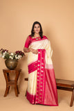 Egg Shall white and Pink Traditional Pure kanchi silk saree