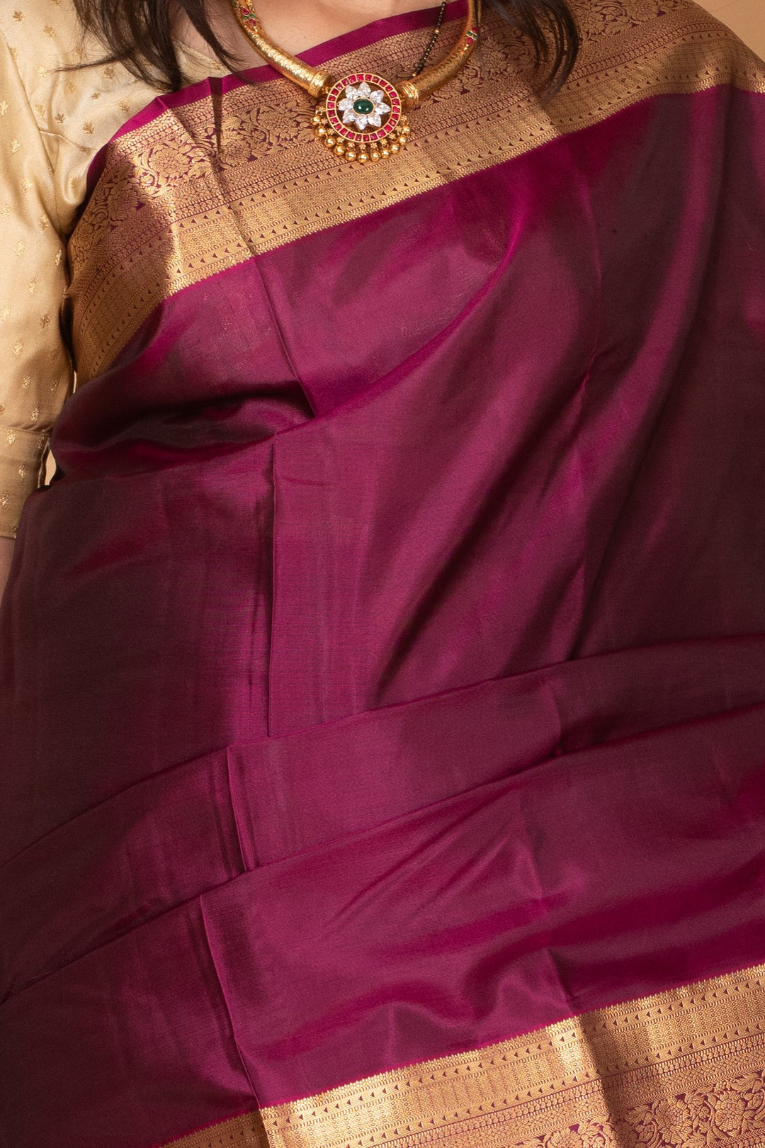 Purple Brocade Blouse Pure kanchi silk saree