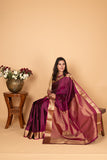 Purple Brocade Blouse Pure kanchi silk saree
