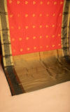 Neon Orange and Bottle green semi silk saree