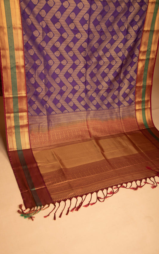 Plum Purple and Maroon soft silk saree