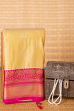 Golden and Pink kanchi soft silk saree