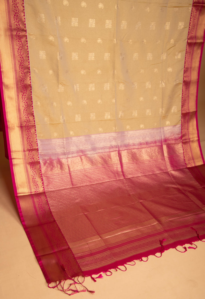 Golden and Pink kanchi soft silk saree
