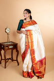 Off white kanchipuram silk saree