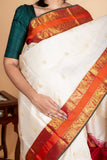 Off white kanchipuram silk saree