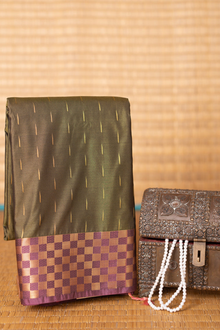 Army Green and French Rose soft silk saree