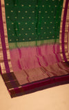 Pine green and Orchid purple Retta Patta Border Pure Touch silk saree