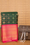 Bottle Green and Pink kanchi soft silk saree
