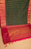 Bottle Green and Pink kanchi soft silk saree