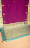 Orchid purple and Pastel blue kanchi semi silk saree
