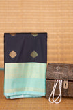 Navy blue and Pastel blue kanchi semi silk saree
