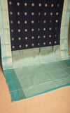 Navy blue and Pastel blue kanchi semi silk saree