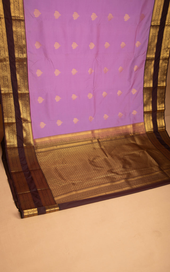 Mauve Purple and Chocolate Brown kanchi semi silk saree