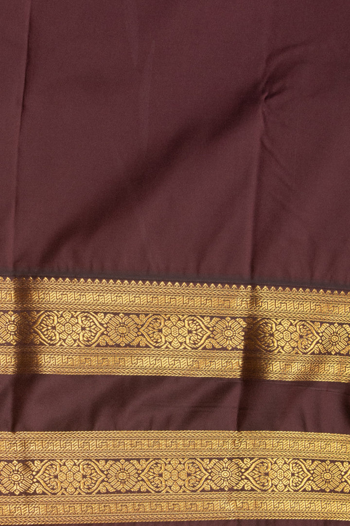 Mauve Purple and Chocolate Brown kanchi semi silk saree