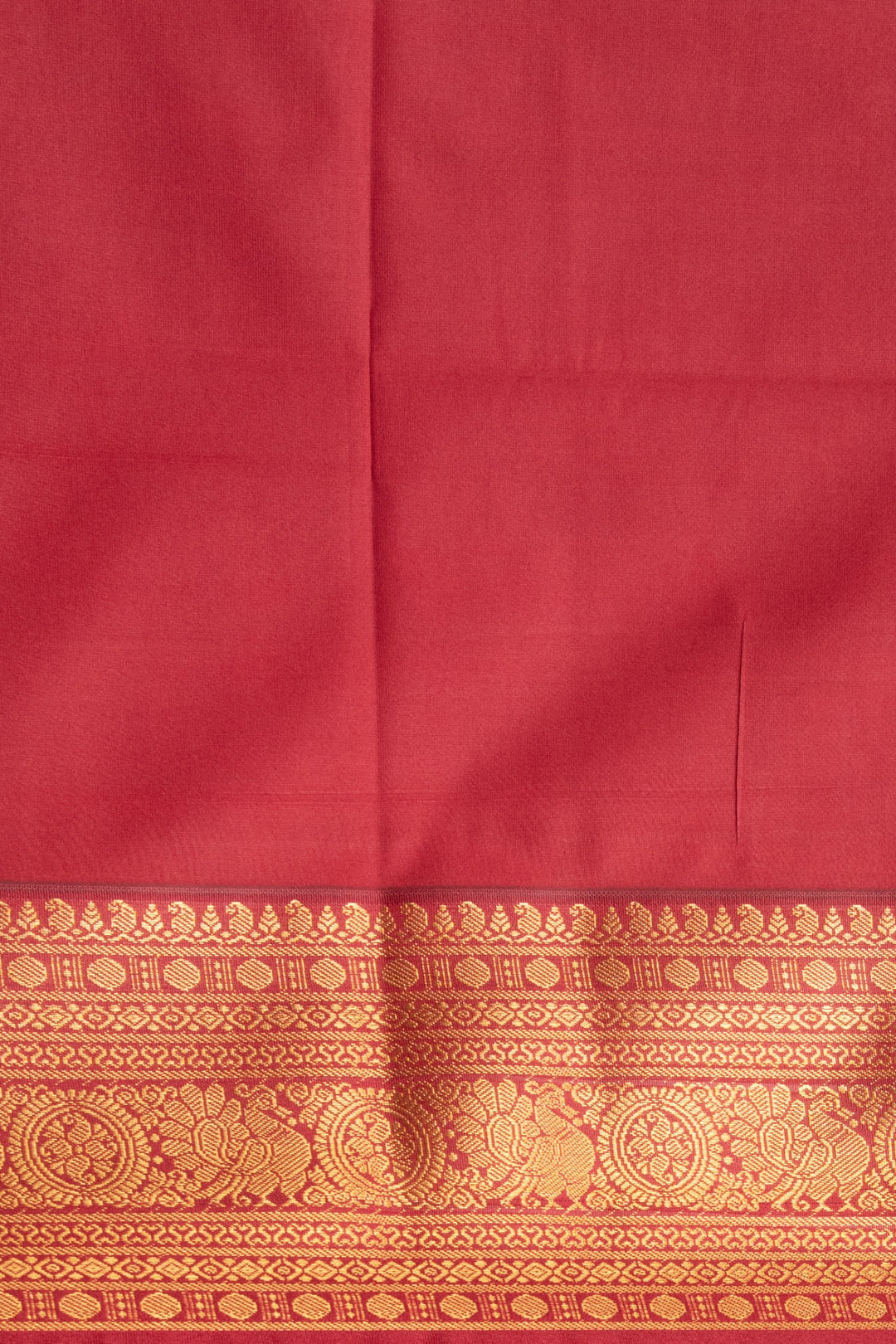 Grey green and Blood red kanchi soft silk saree