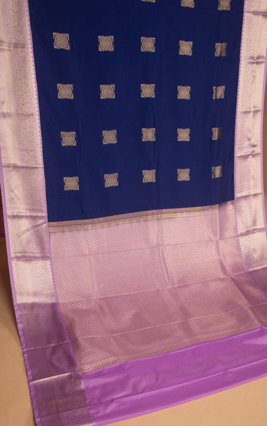 Royal blue and Lavender semi silk saree