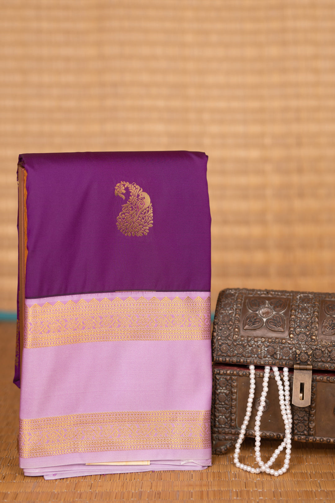 Orchid purple and Lavender Retta Patta Border semi silk saree