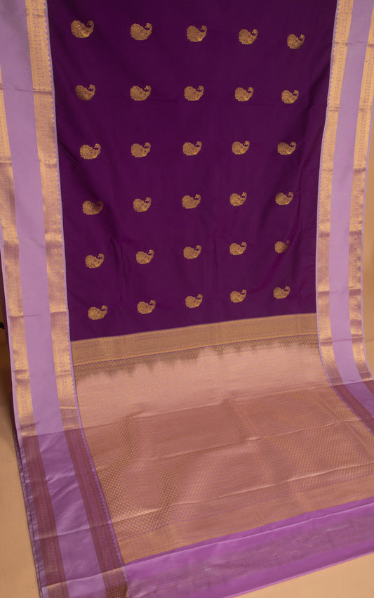 Orchid purple and Lavender Retta Patta Border semi silk saree