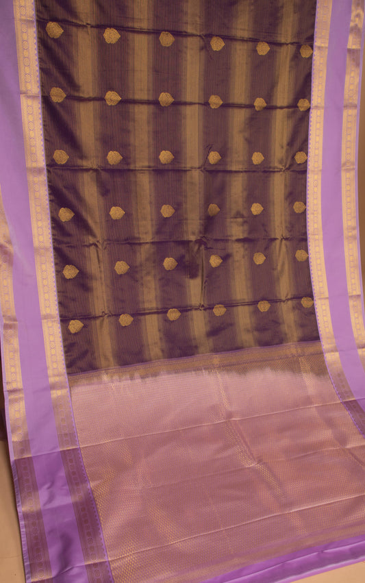 Palatinate Purple and Lavender Retta Patta Border soft silk saree