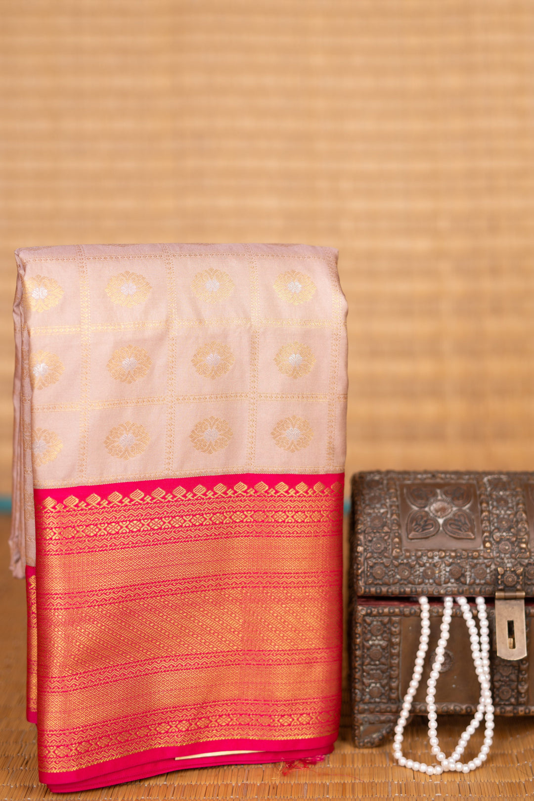 Dusky rose and Rani pink kanchi soft silk saree