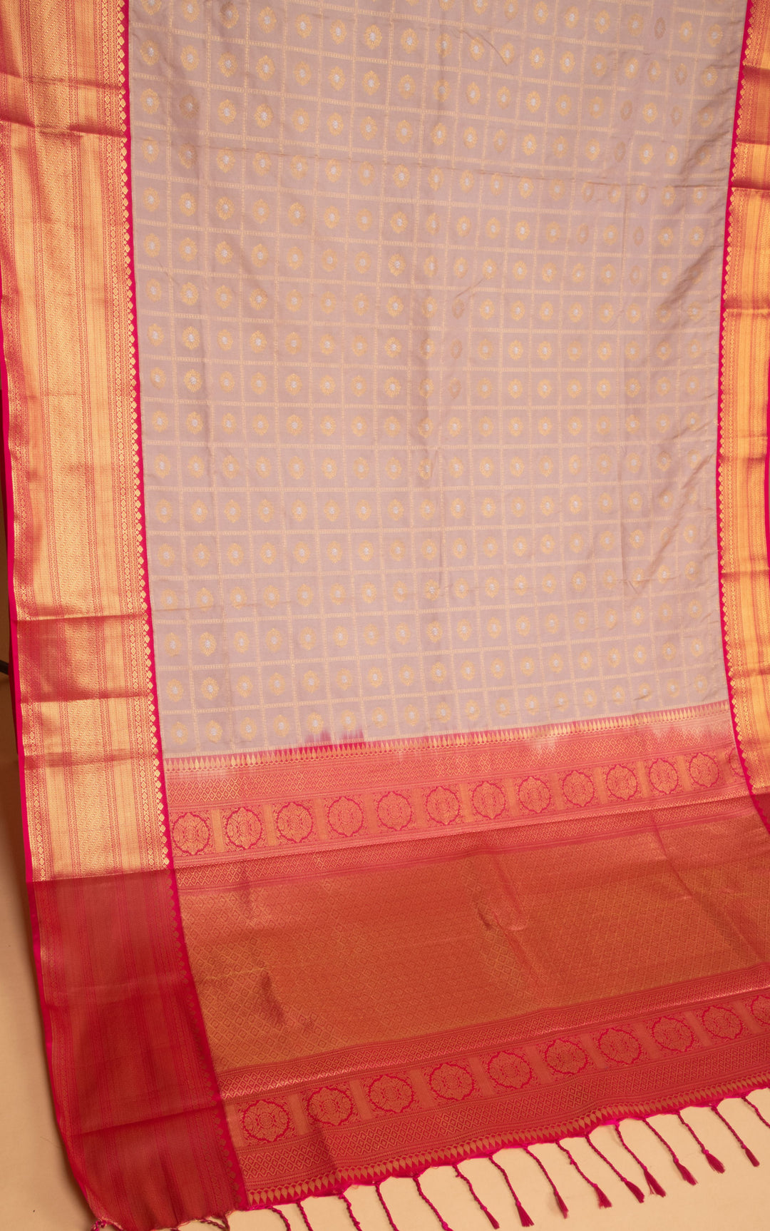 Dusky rose and Rani pink kanchi soft silk saree