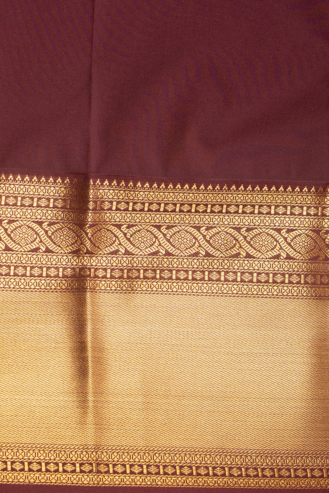Bright orange and Hickory Brown kanchi semi silk saree