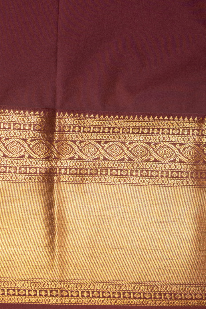 Bright orange and Hickory Brown kanchi semi silk saree