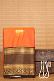 pumpkin orange and Chocolate Brown semi silk saree
