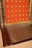 pumpkin orange and Chocolate Brown semi silk saree