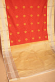 Persimmon orange and Offwhite semi silk saree