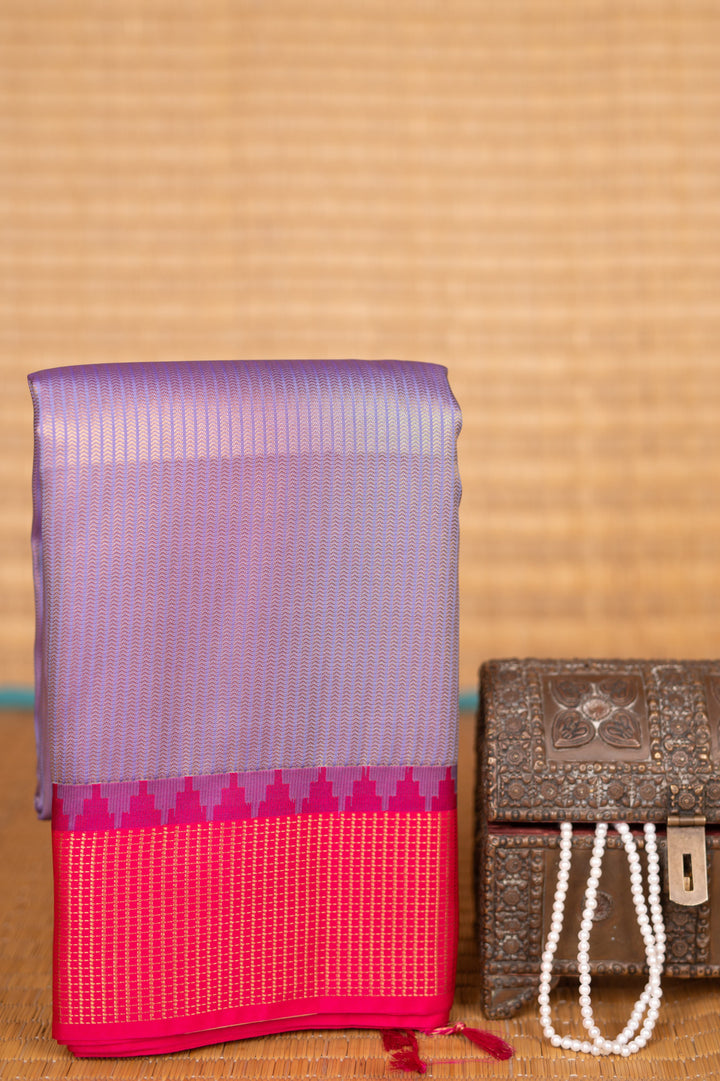 Amethyst Purple and Rani pink Soft silk saree