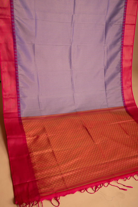 Amethyst Purple and Rani pink Soft silk saree