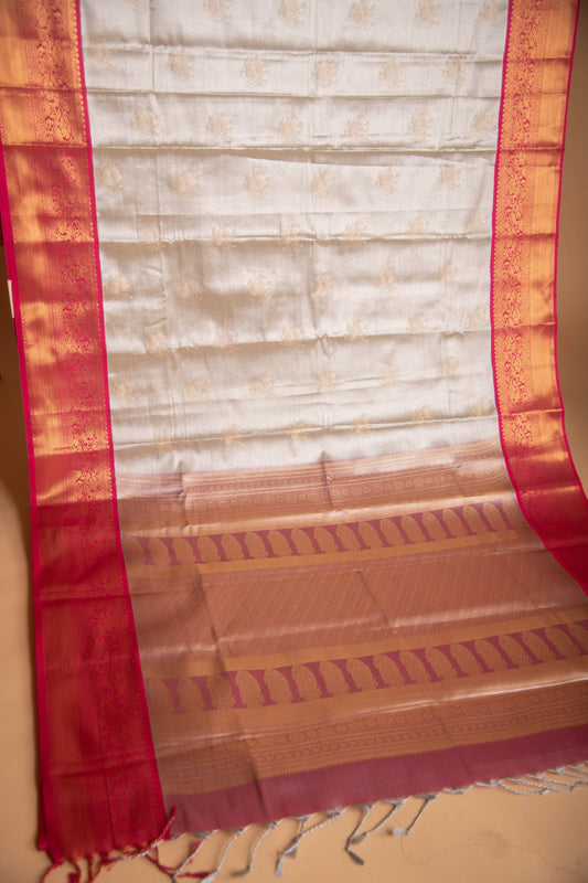 Silver grey Tissue silk saree