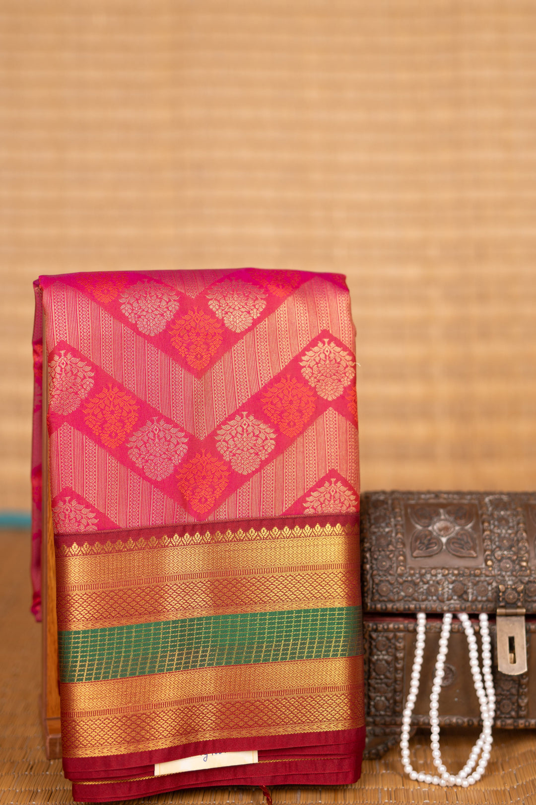 Dual Tone Pink and Maroon soft silk saree