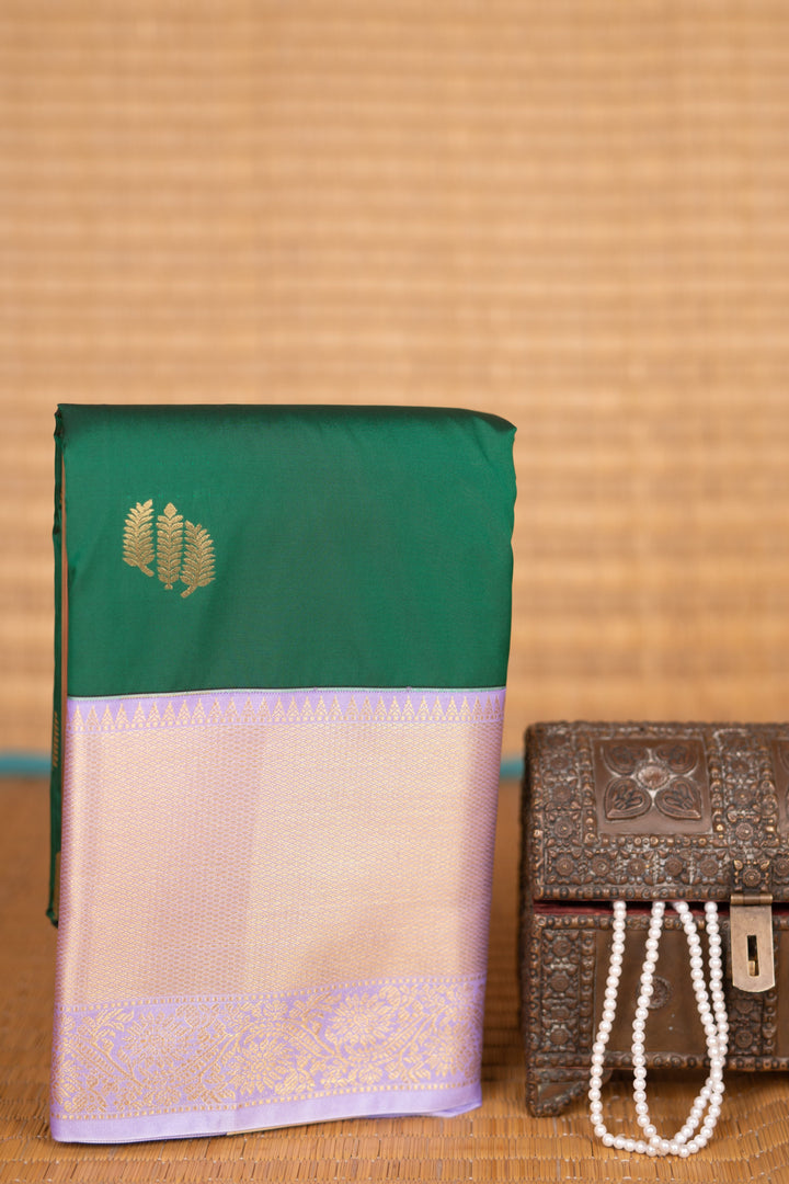 Forest green and Lavender Semi silk saree