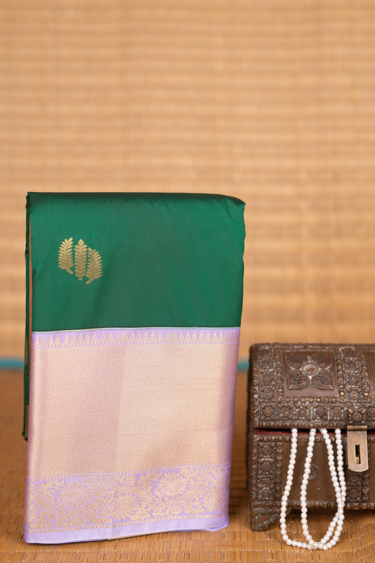 Forest green and Lavender Semi silk saree