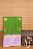Avocado green and Lilac semi silk saree