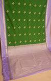 Avocado green and Lilac semi silk saree