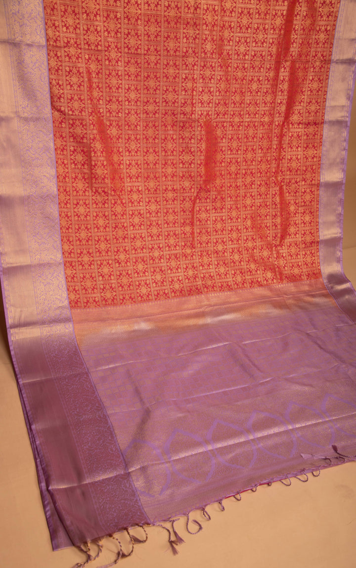 Dual Tone Pink and Lavender soft silk saree