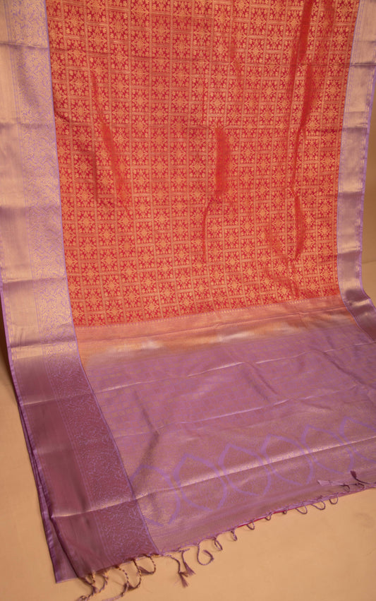 Dual Tone Pink and Lavender soft silk saree