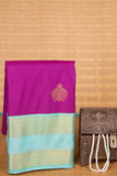 Violet and Pastel green Retta Patta Border semi silk saree