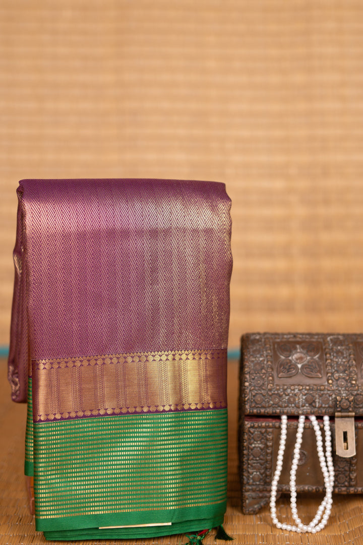 Palatinate Purple and Lawn green soft silk saree